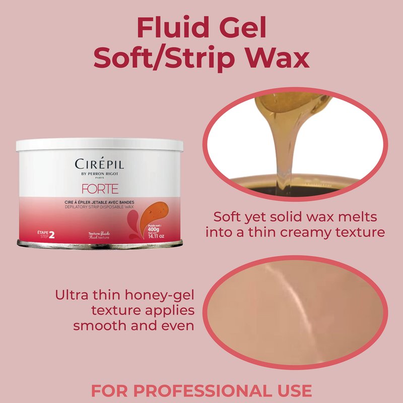 Cirepil - Forte - 400g / 14.11 oz Soft Wax Tin - Strong Strip Wax for Coarse & Resistant Hair - Classic Honey Texture - Effective for Men & Women Body Waxing