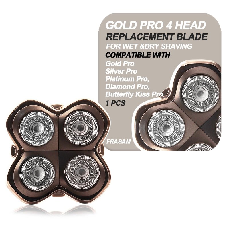 FRASAM Gold Pro 4 Head Replacement Blades for Skulls Head Shavers, Compatible with Pit Bulls Gold Pro, Platinum Pro, Silver Pro, Diamond Pro, Butterfly Kiss Pro Series…