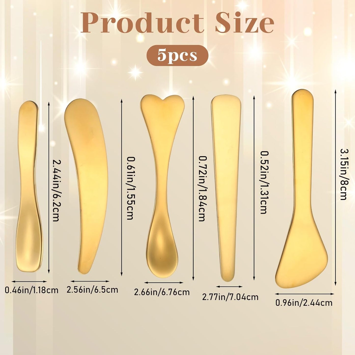 Mini Cosmetic Spatula Set - 5 Metal Makeup Applicators for Skincare | Reusable Stainless Steel Mixing Tools