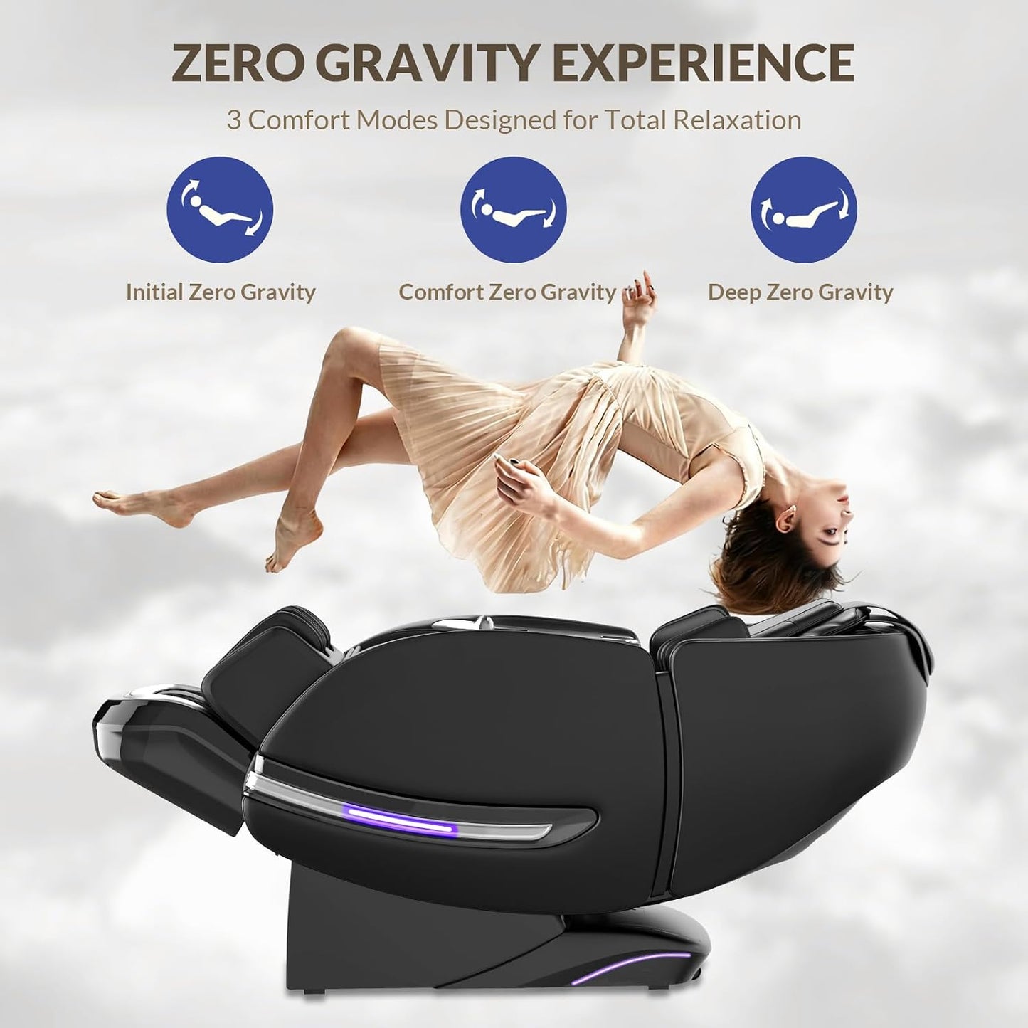 Full Body Massage Chair - Zero Gravity SL-Track Shiatsu Recliner with 12 Auto Modes, Heated Waist & Calf | L183 Black