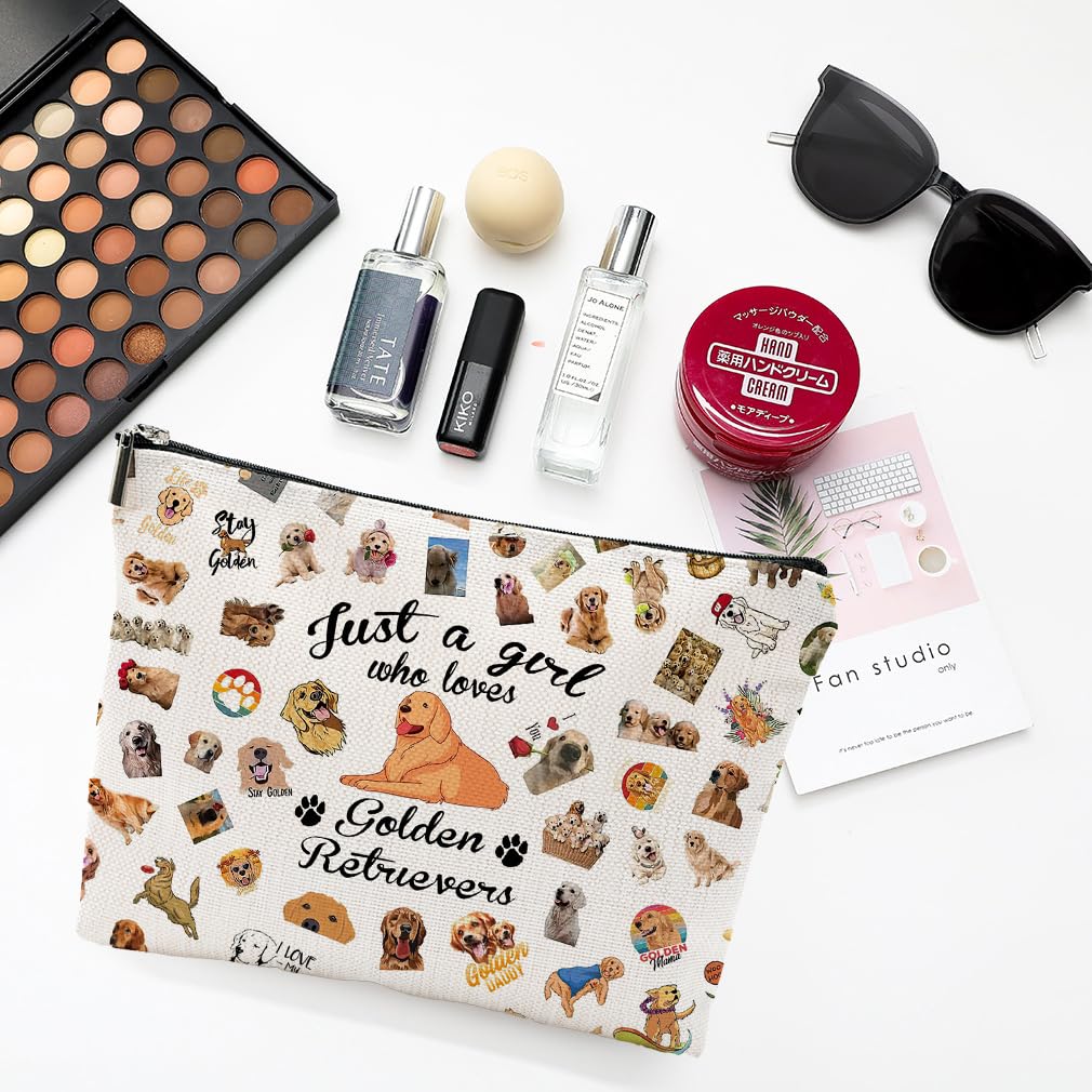 NONETH Golden Retriever Gifts: Makeup Bag for Women, Mom Gifts, Cosmetic Bag for Dog Owners