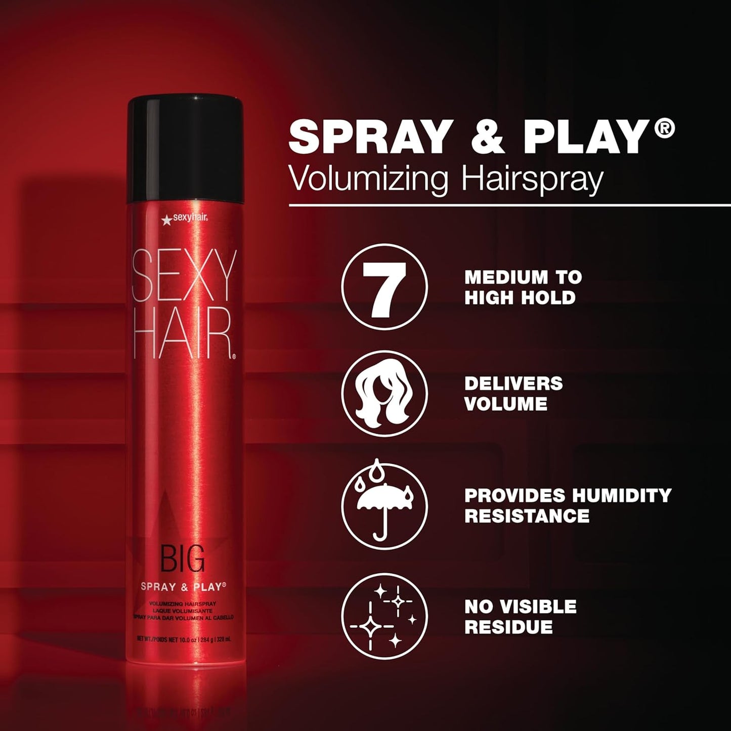Big Spray & Play Volumizing Hairspray - Humidity Resistant Hold & Shine for All Hair Types | 10 oz