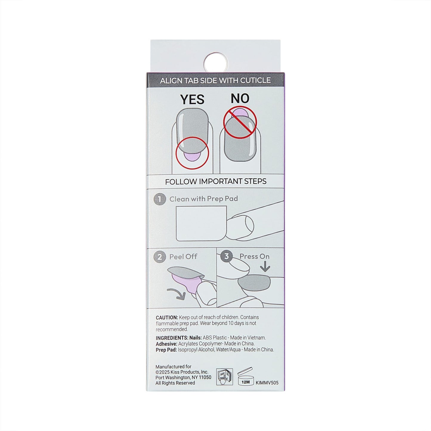 Kiss Impress No Glue Mani Press On Nails, Design, 'Stateside', Multicolor, Medium Size, Squoval Shape, Includes 30 Nails, Prep Pad, 1 Manicure Stick, 1 Mini File