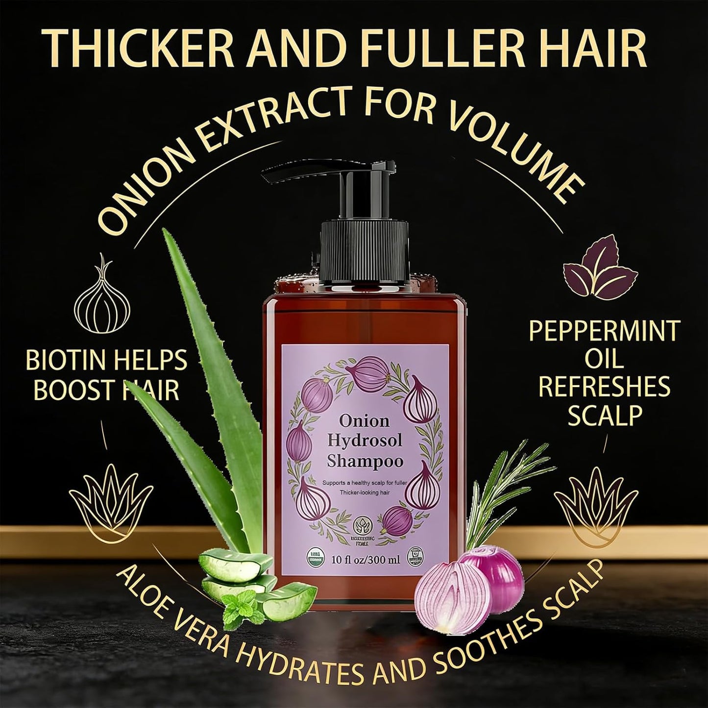 Onion Hydrosol Conditioner for Hair Growth - Rosemary & Biotin for Stronger, Fuller Hair | 1 Bottle