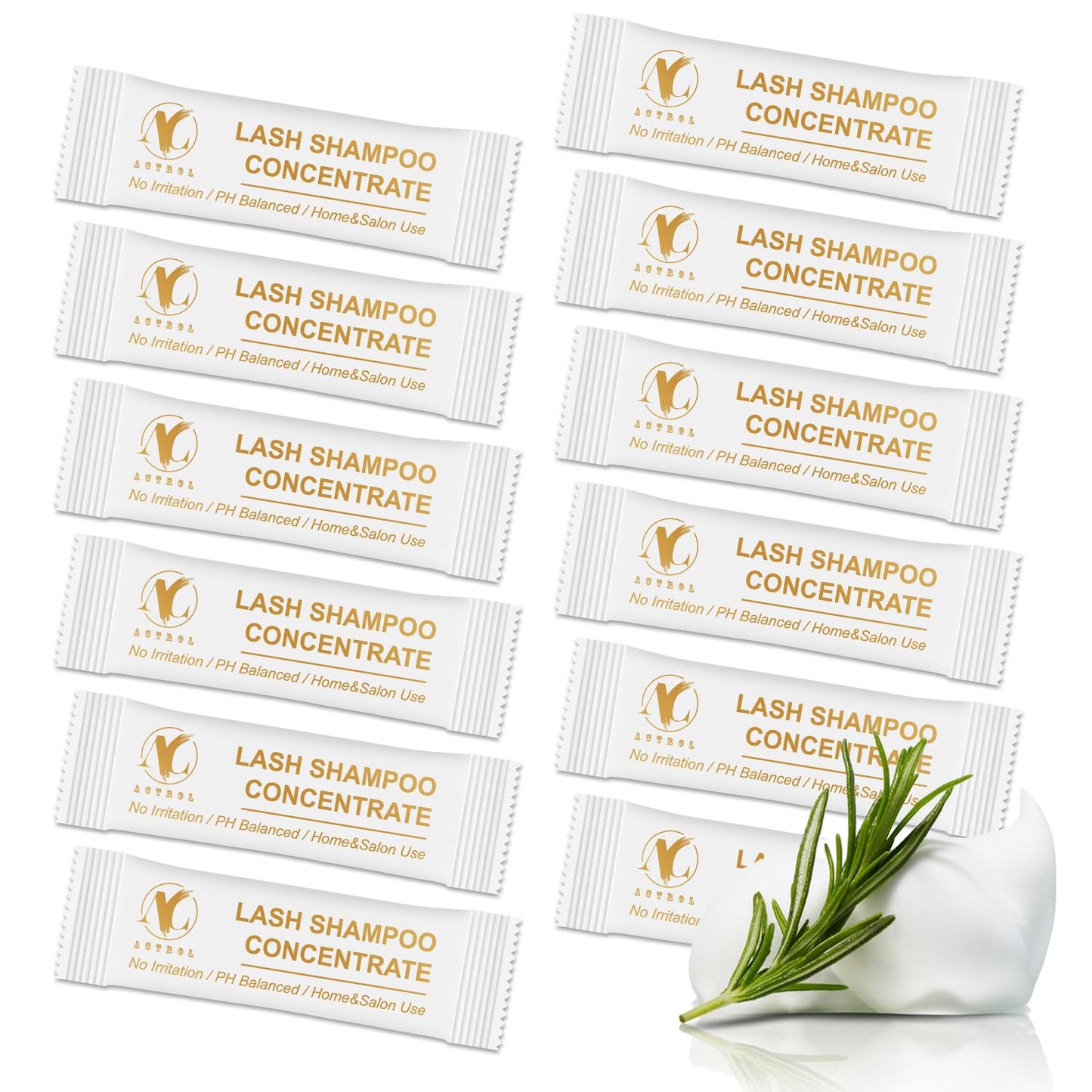 Lash Shampoo Concentrate for Lash Extensions - Unscented Eyelash Cleanser Sachets | 12 Pack Refill for Professional Use