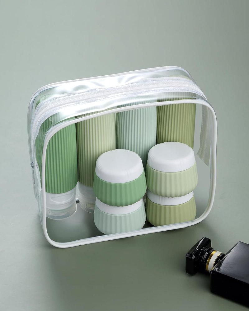 Travel Bottles 8 Pack - TSA Approved 3 oz Leak Proof Silicone Containers | Clear Bag Included