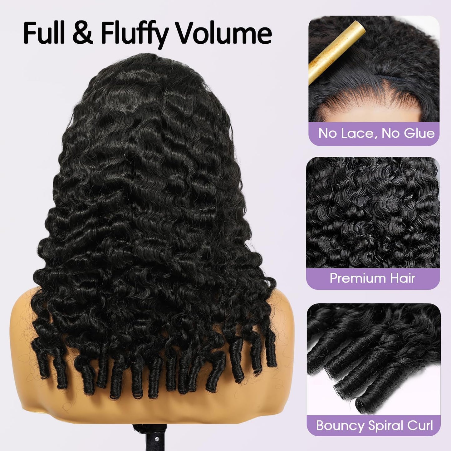 Burmese Curly Half Wig - 220 Density Human Hair | Beginner-Friendly, Seamless Flip Over, Natural Color, 16 Inch