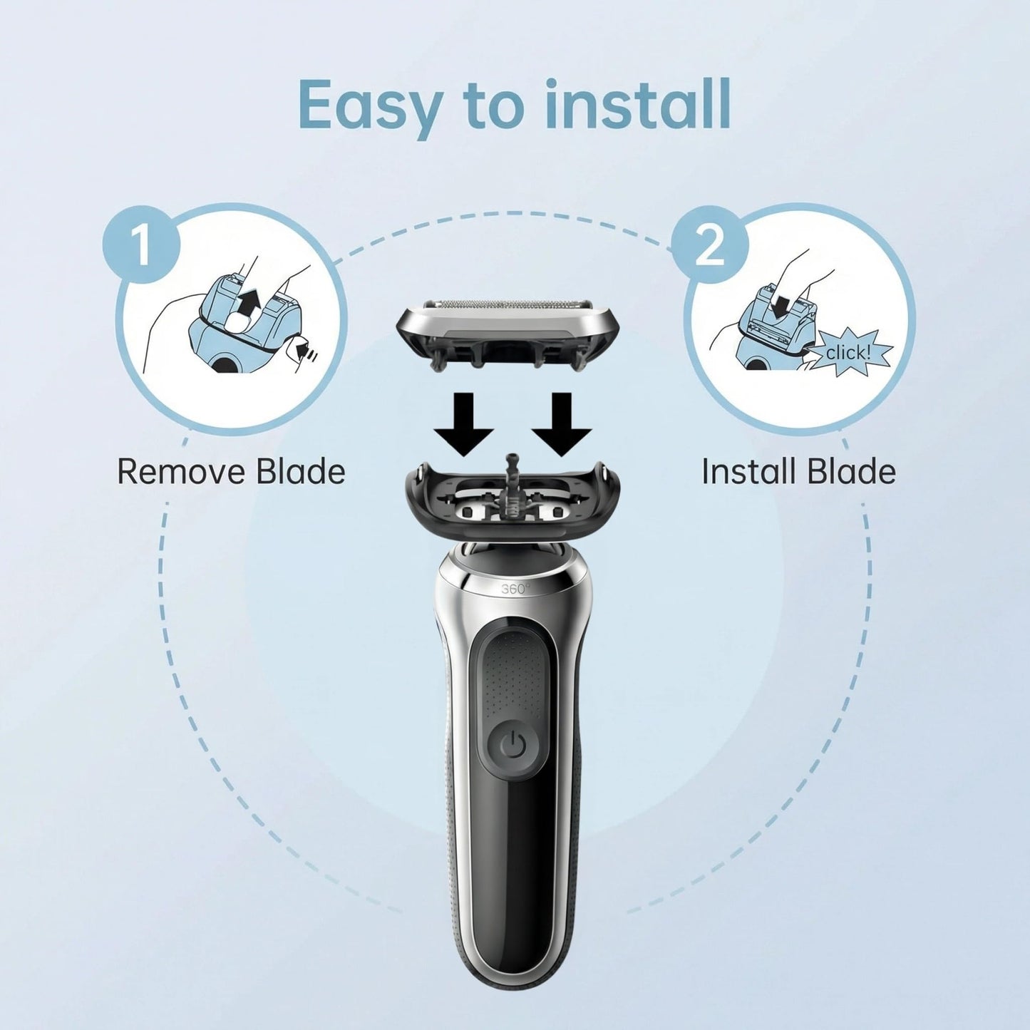 73S Series 7 Replacement Shaver Head for Braun S7 360 Flex Compatible, Replacement Blades for Braun Series 7 7020s 7025s 7027cc 7071cc 7075cc 7085cc (2PCS)
