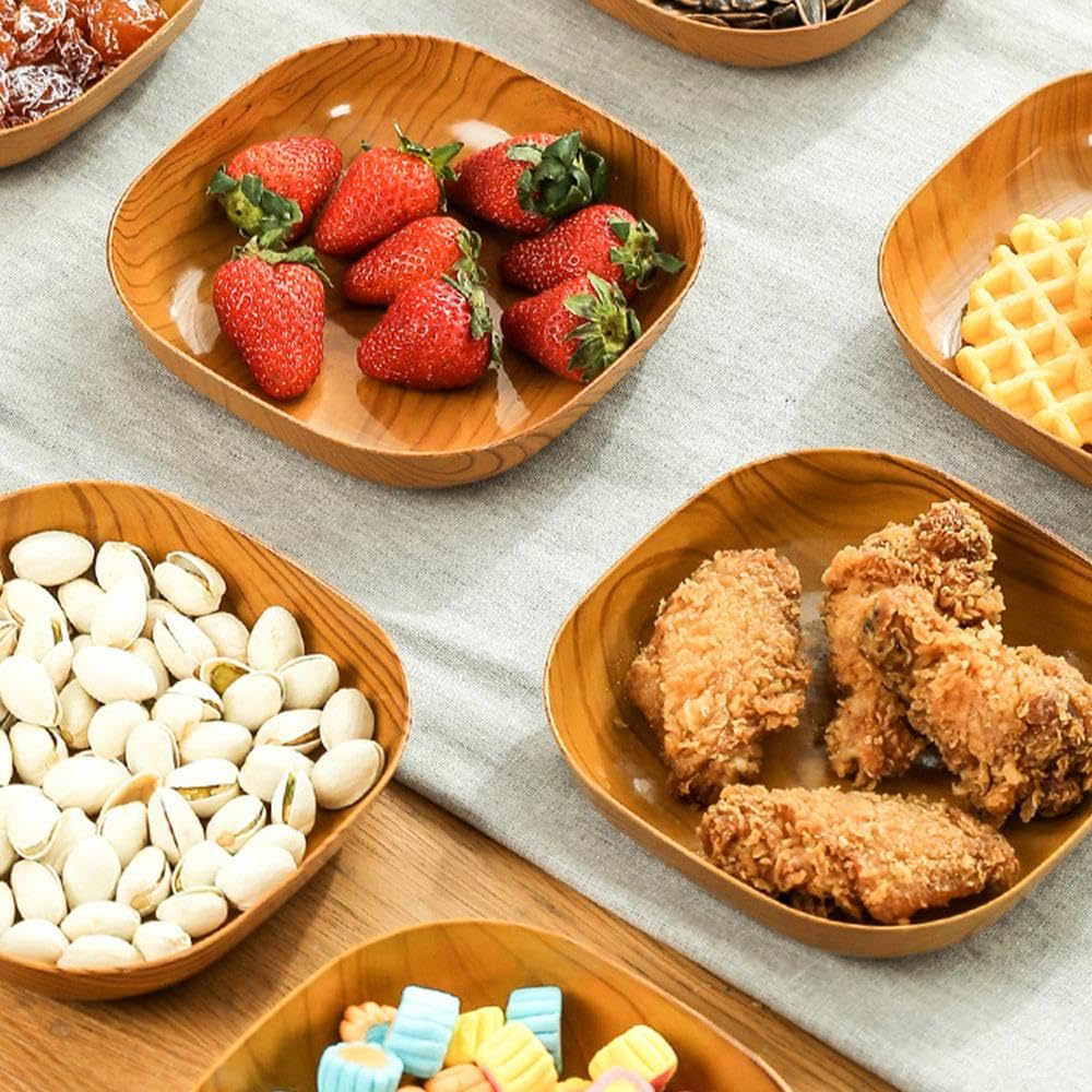 8Pcs Imitation Wood Grain Sauce Dishes Multifunctional Food Plates for Sauces Snacks and Dipping Material for Home Kitchen Parties Bbqs and Picnics