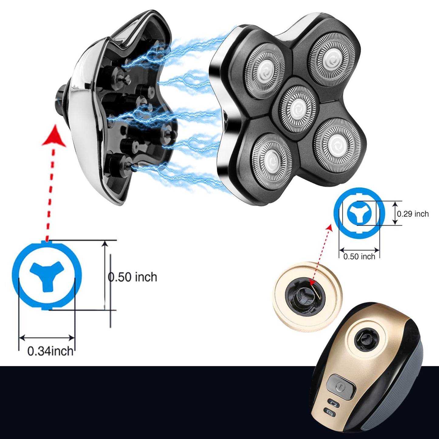 Universal Magnetic 5 Blades for Freebird, Head Shaver Replacement Heads for Universal Replacement Heads
