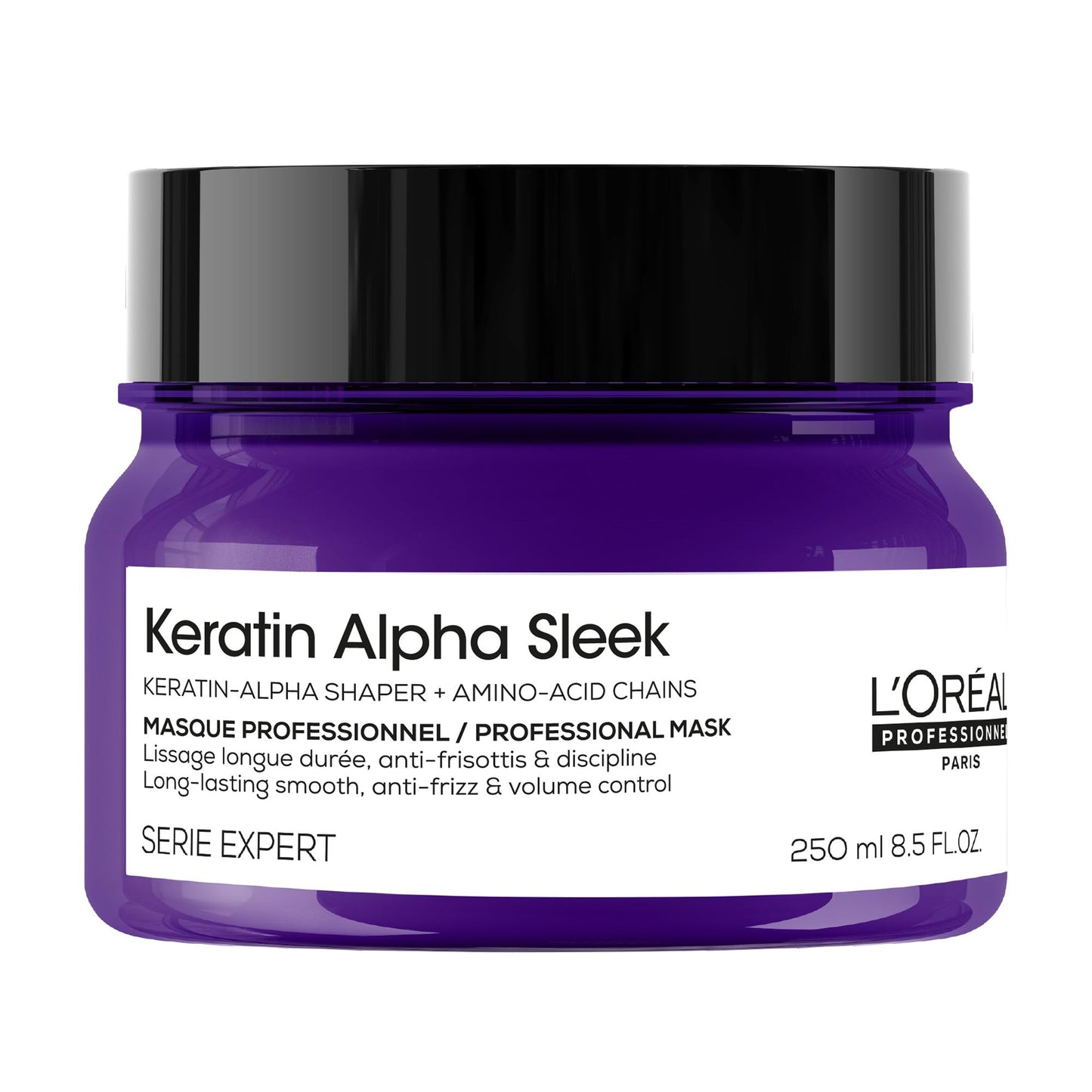 L'Oréal Professionnel Keratin Alpha Sleek Professional Hair Mask - Deeply Nourishes & Smooths, Long-Lasting Frizz Control, Instant Softness & Shine, For All Hair Types