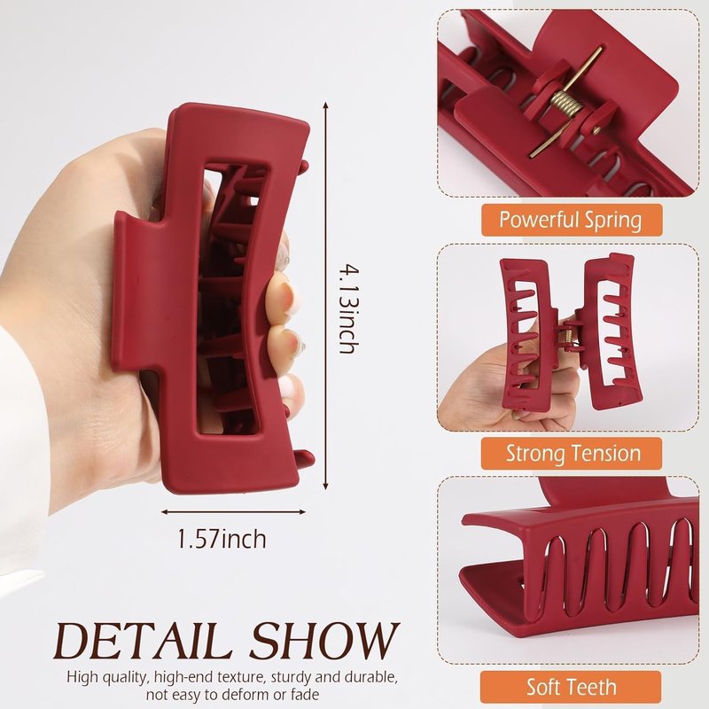 Silicone Flexible Hair Claw Clips - 4 PCS Jumbo Clips for Thick Hair | Cloud Soft Non-Slip Design