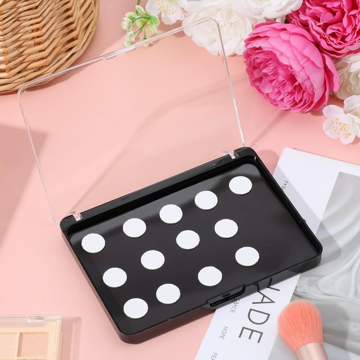 Magnetic Makeup Palette - 5 Pack Frosted Clear Top | Empty Eyeshadow Storage Box for DIY Cosmetics (5.5 x 4 Inch)