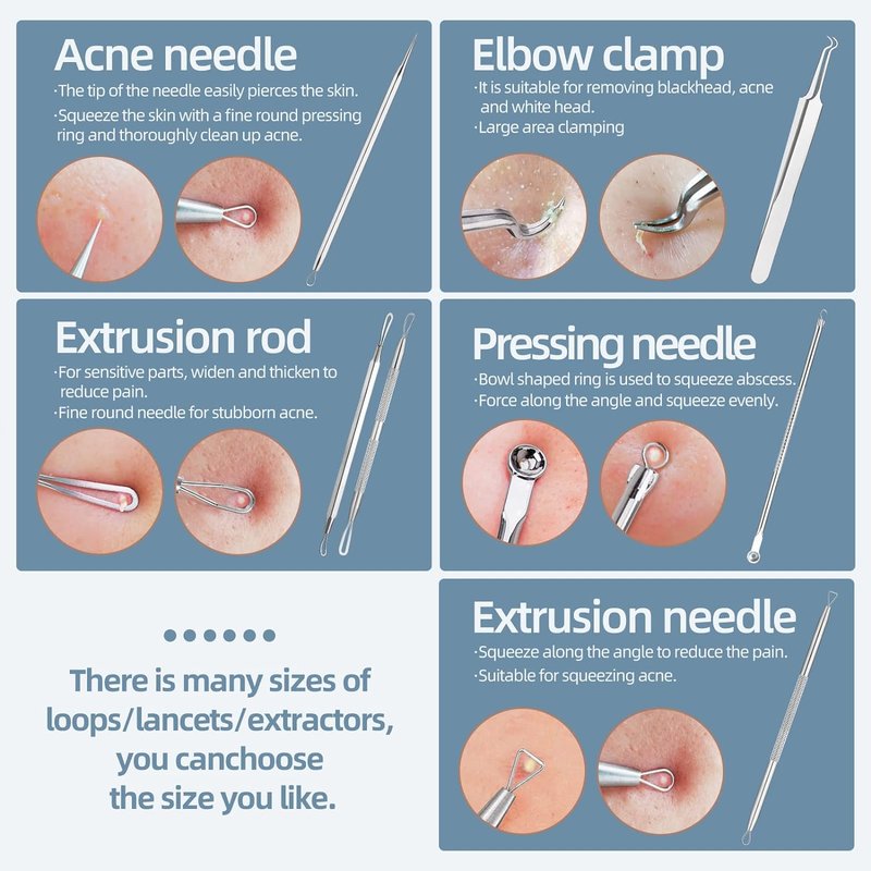 Blackhead Remover Kit - Comedone Extractor Tool for Acne Treatment | 6-Piece Set