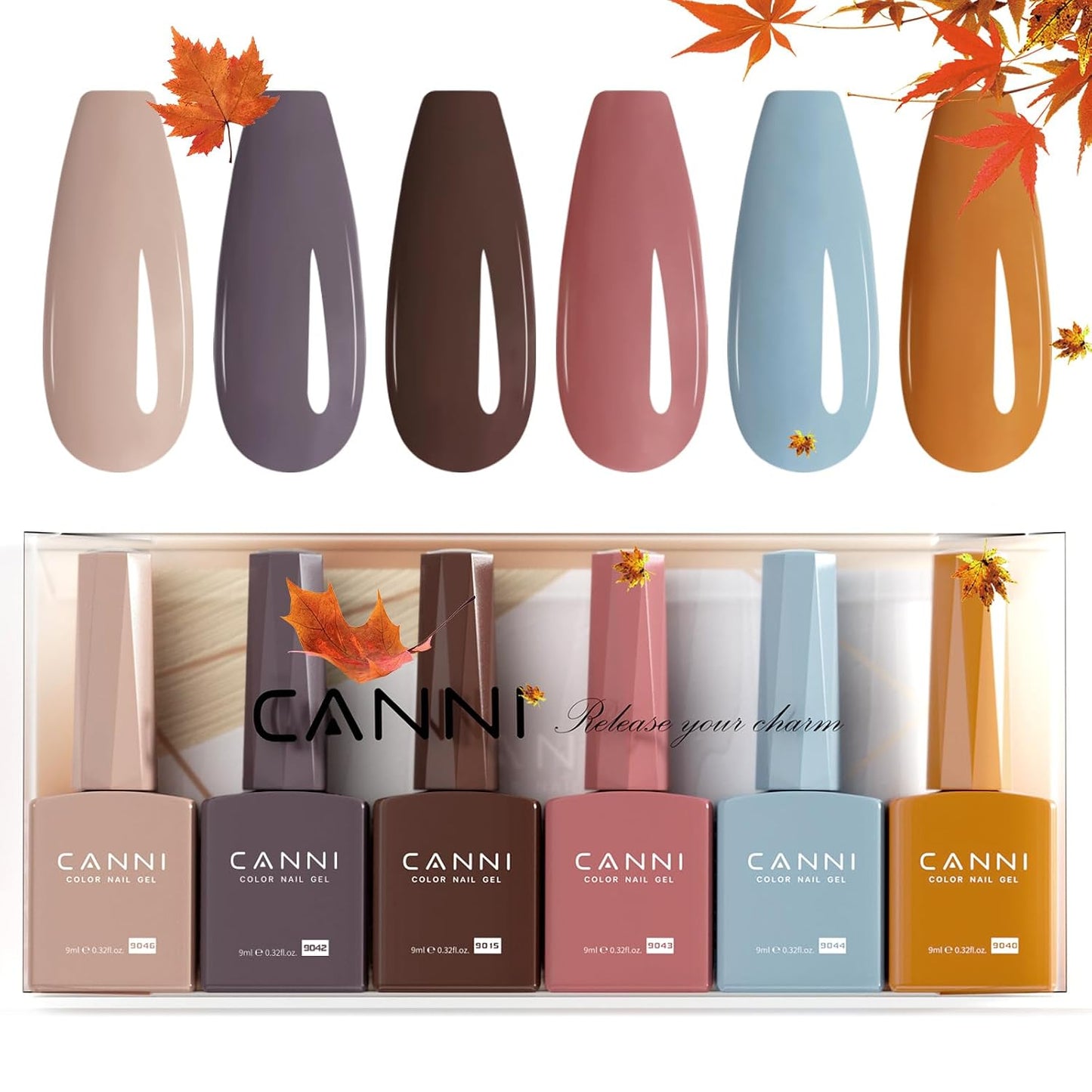 CANNI Gel Nail Polish Set - 6 Pcs 9ml Glitter & Solid Colors | Christmas & New Year's DIY Kit for Home Use