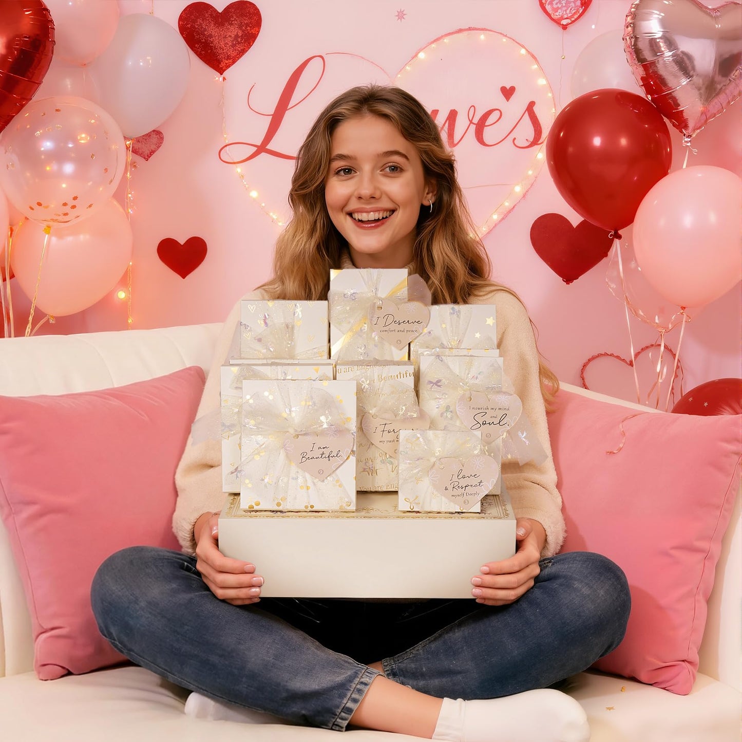 Teen Girl Gifts Trendy Stuff Set - 10 Pcs Wrapped Easter Basket Stuffers for Teenage Girls, Makeup Gift Box w/Positive Affirmation Cards & Empowering Challenges, Birthday Gifts for Tween & Teen Girls