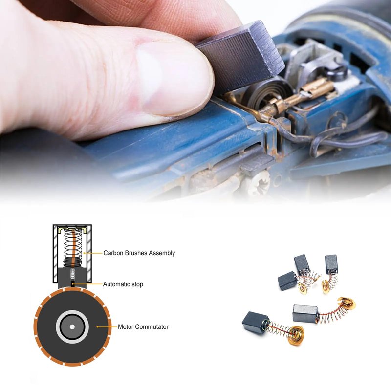 RICHERI 60 Pcs Electric Motor Carbon Brushes 10 Different Sizes for Replacement Repair Power Tool Part