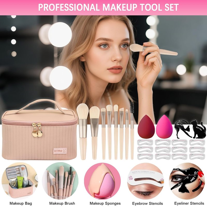 Makeup Kit for Women - Complete Essential Bundle with Eyeshadow Palette, Foundation, Eyeliner & Brushes | Perfect Gift Set for Teens & Girls