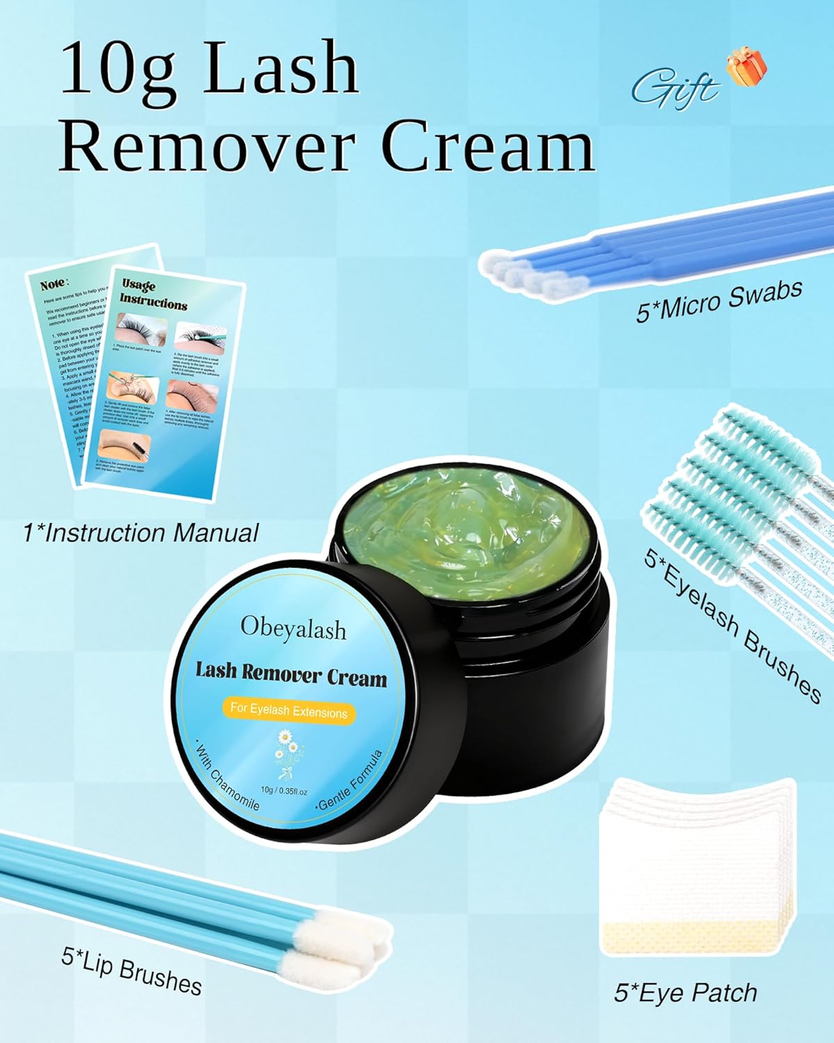 Eyelash Extension Remover Cream - Gentle Chamomile Formula for Non-Irritating Professional Removal | 01