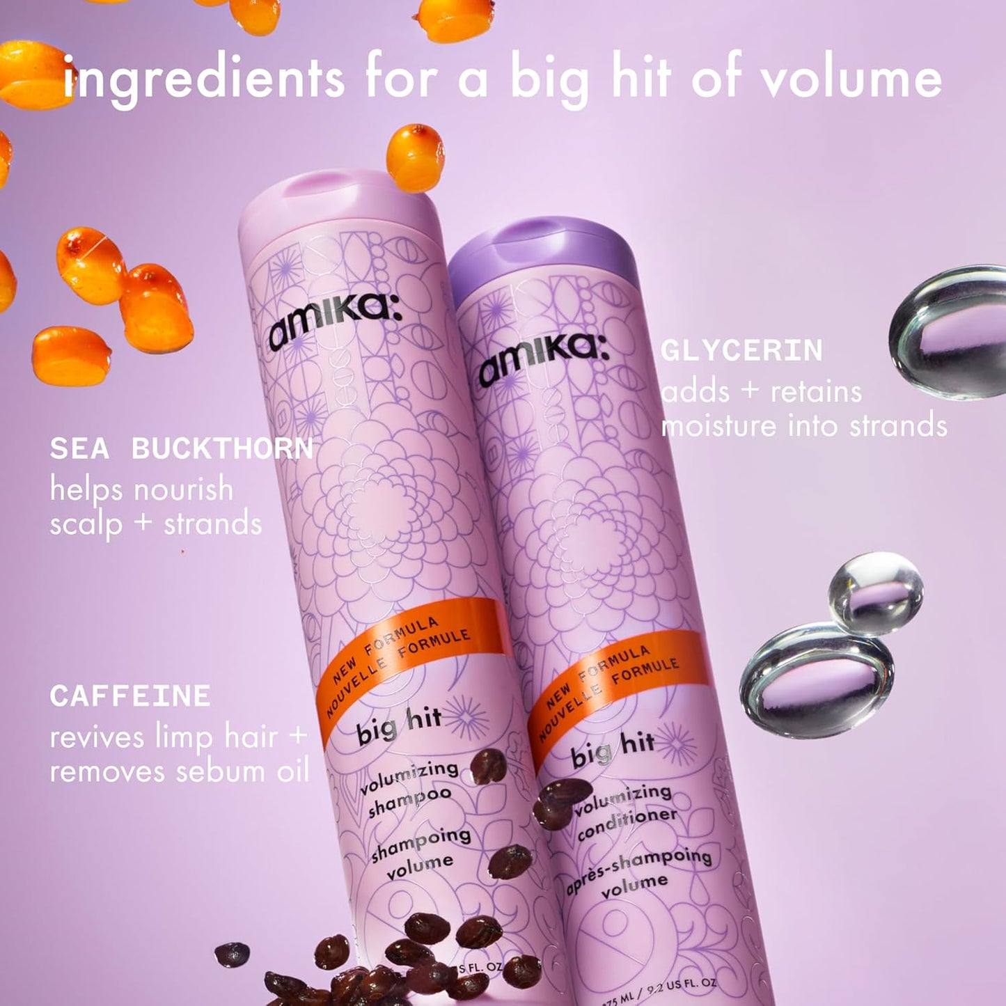 Amika Big Hit Volumizing Shampoo - Boosts Hair Volume & Body | 10.1 Fl Oz