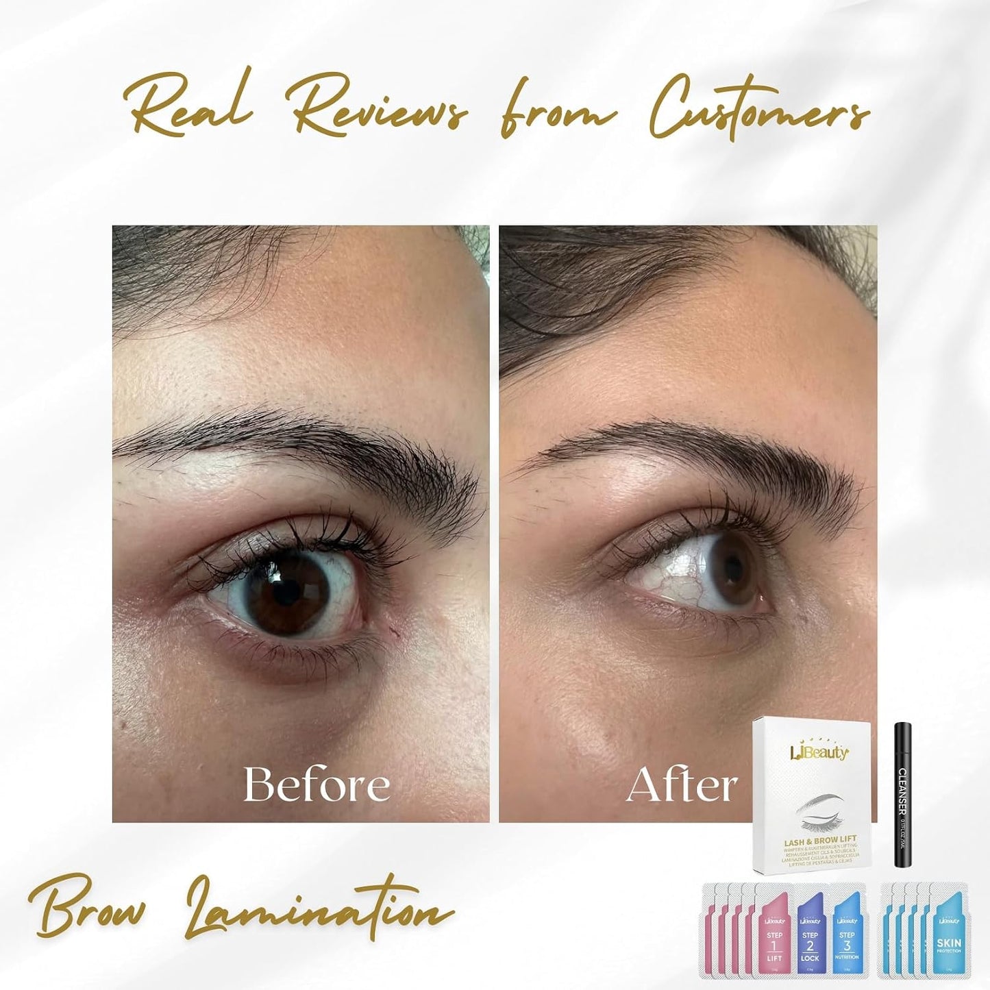 Korean Brow Lamination & Lash Lift Kit - 20 Individual Sachets | Mild Formula, Easy to Use
