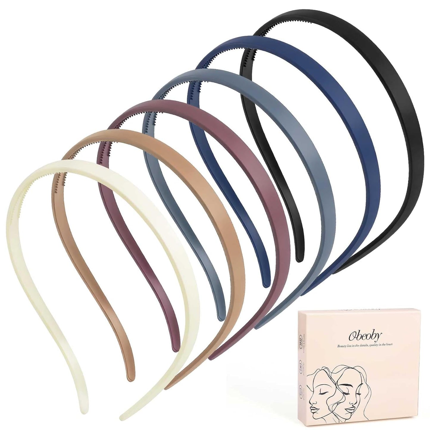 6-Pack No Pressure Headbands for Glasses Wearers | Square Sunglass Hairbands with Teeth, Non-Slip - Brown Series