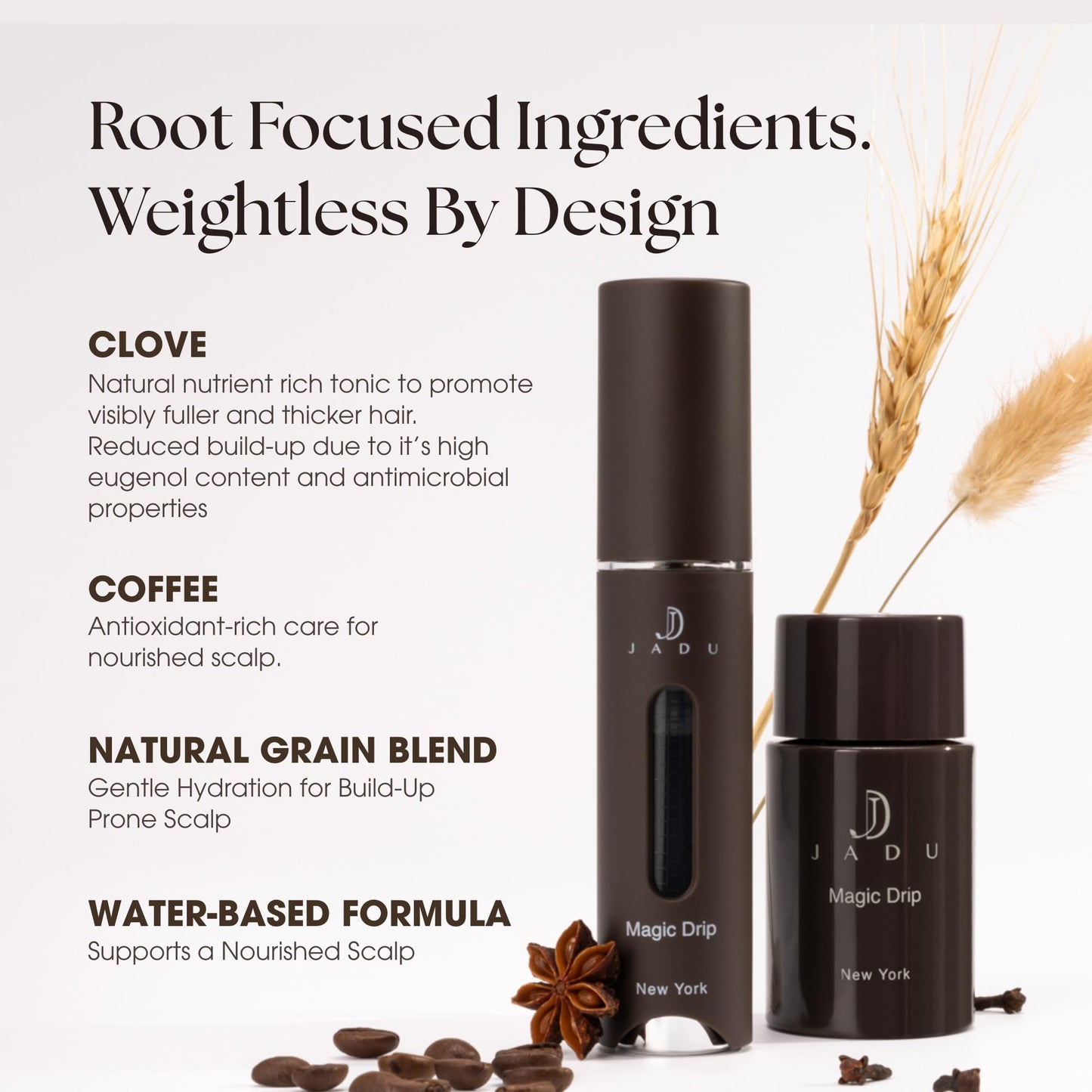 Jadu Hair Tonic, Magic Drip Scalp Tonic, Daily Nourishing Water Based Formula For Visibly Fuller Thicker Hair, Clove And Rice Water Inspired Care For Part Lines And Hairlines, Made In New York, 60 Ml