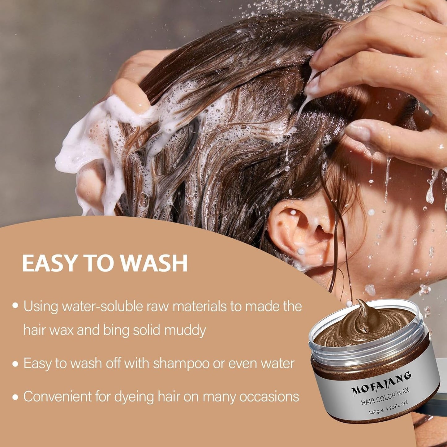 Temporary Hair Color Wax - Natural Washable Brown Hair Dye for Kids & Women | 4.23 Oz Perfect for Cosplay & Parties