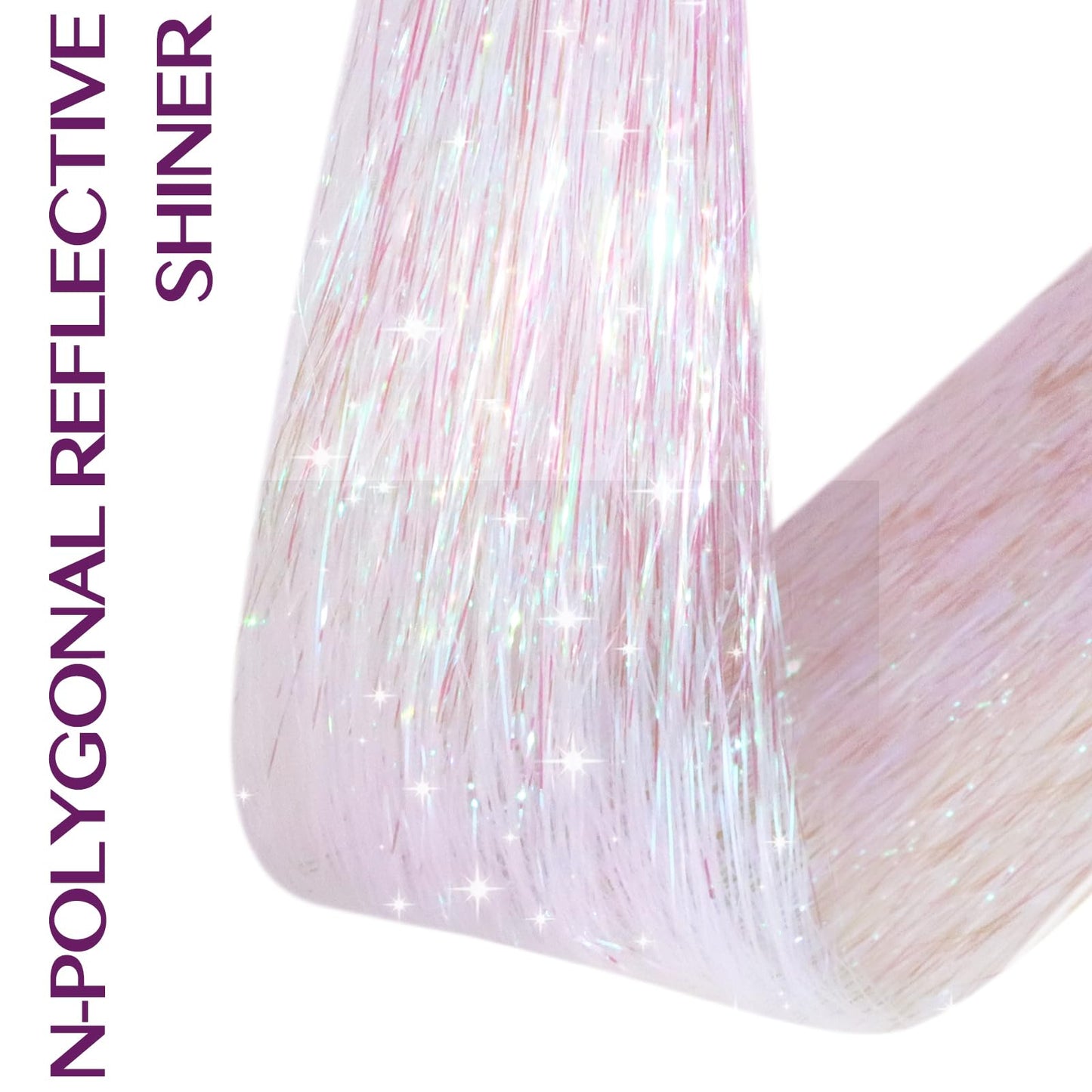 IDN BEAUTY Hair Tinsel Clip in, Sparkling Tinsel Hair Extensions 3s Wear and Go for Party Daily Travel Birthday, 24Inch Hair Tinsel Accessories for Girls Women Kids