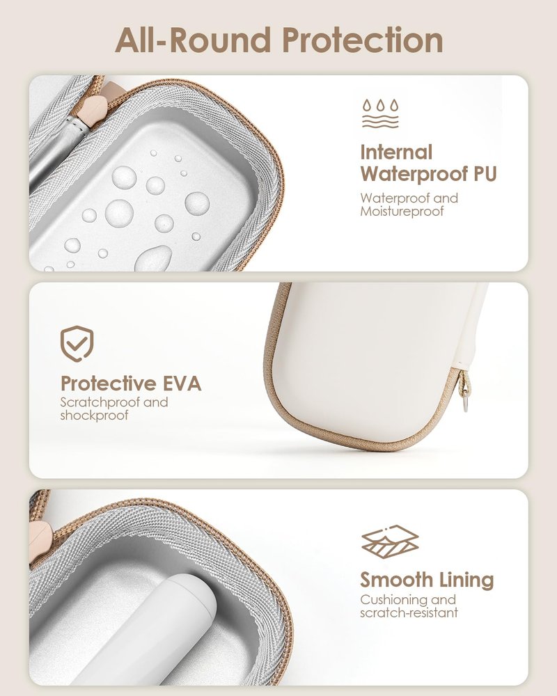 Yinke Travel Shaver Case with Attachments Storage Box for Hybrid Electric Trimmer, Waterproof Hard Carrying Case Portable Storage Bag for O Blade, Beige