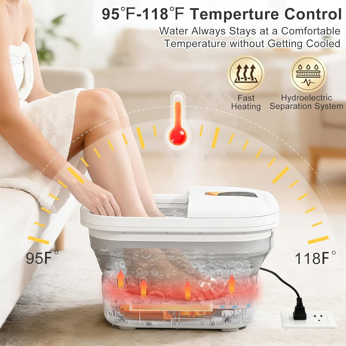 Collapsible Foot Spa Bath - Motorized Massager with Heat & Touch Screen | Pedicure Kit with Temperature Control