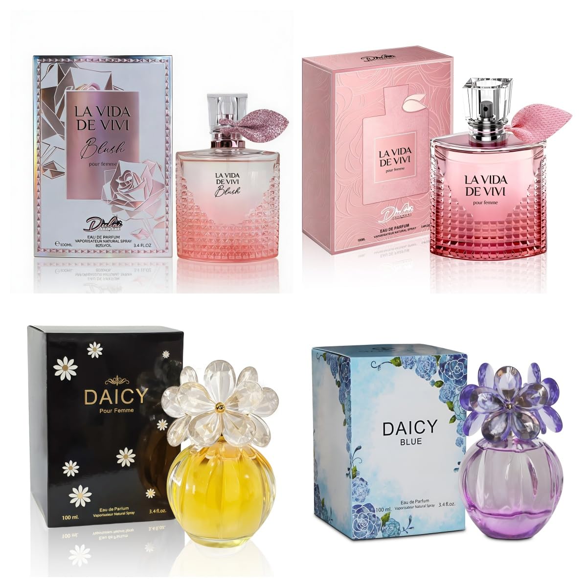 4PCS Women's Perfume Gift Set - Sweet Fruity Vanilla Scents | 3.4 Fl Oz Each