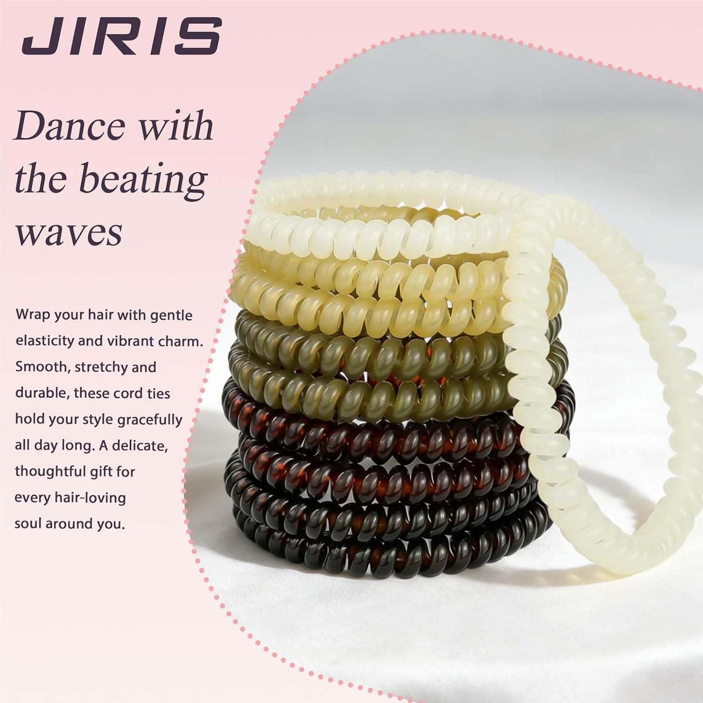 Spiral Hair Ties - 10-Pack No-Damage Elastic Coil Ponytail Holders | Waterproof Non-Slip Bands for All Hair Types