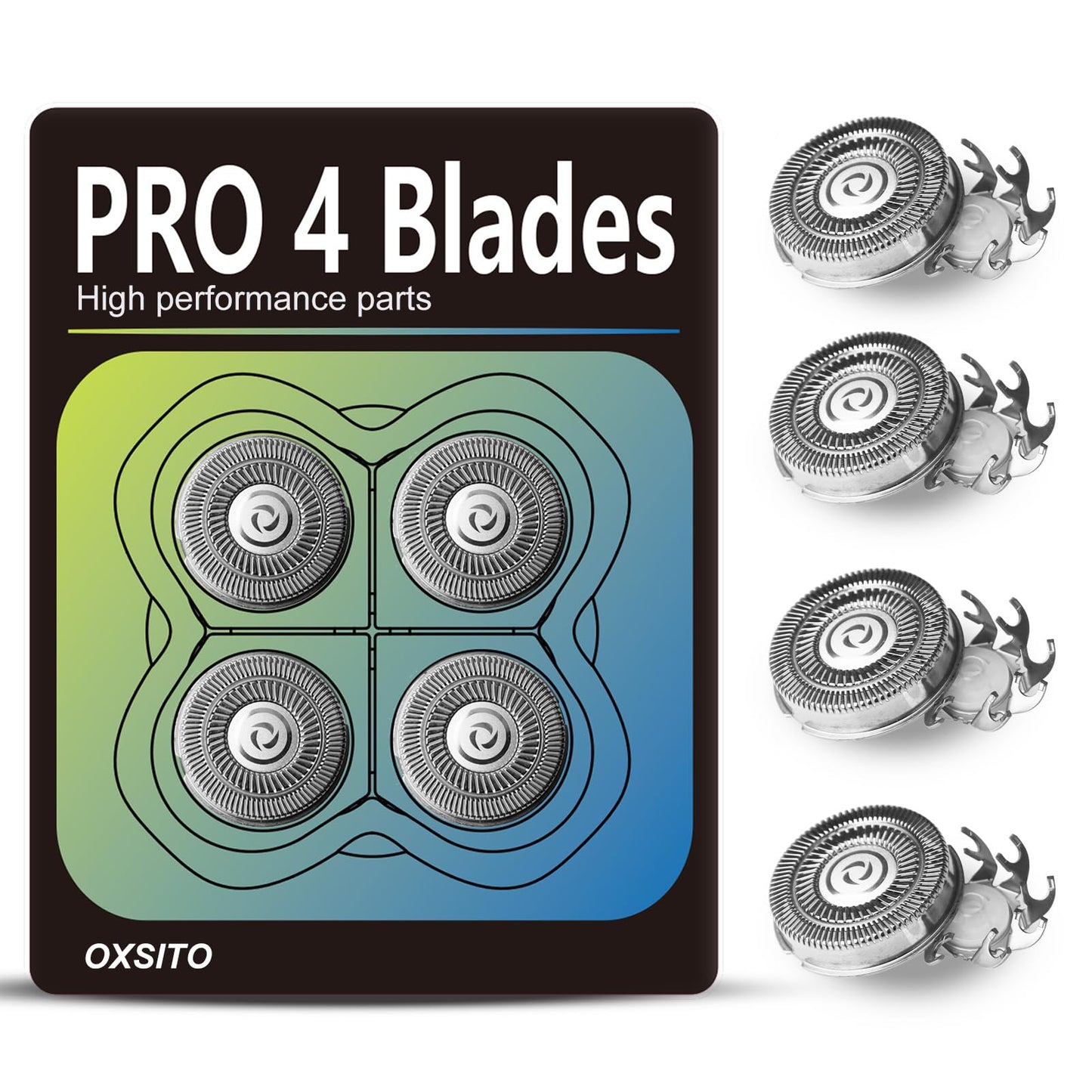 OXSITO Pro 4 Head Replacement Blades for Pitbulls Bald Head Razors Gold PRO, Silver PRO, Platinum PRO… Series, Precision Replacement Blades for Head, Face, and Body Grooming.(4Packs)
