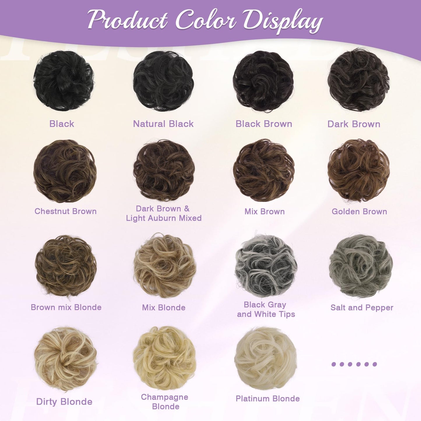FESHFEN 2PCs Small Messy Bun Hair Piece for Thin Hair Women Girl Mini Synthetic Elastic Wavy Space-bun Scrunchies Updo Hairpieces, Brown Black