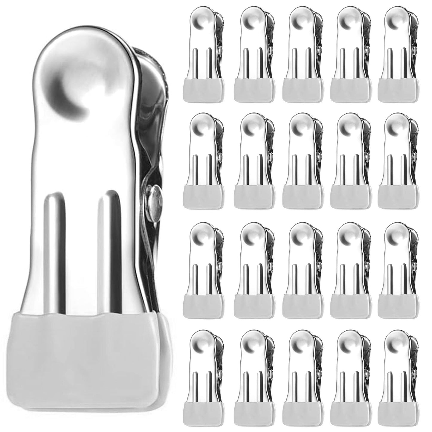 20 Pack Clothes Pins 2 Inch Mini Clothespins and Chip Clips for Food Bag Sealing Photo Hanging Snacks Organization Heavy Duty Plastic Clips for Kitchen Office and Home Use Grey
