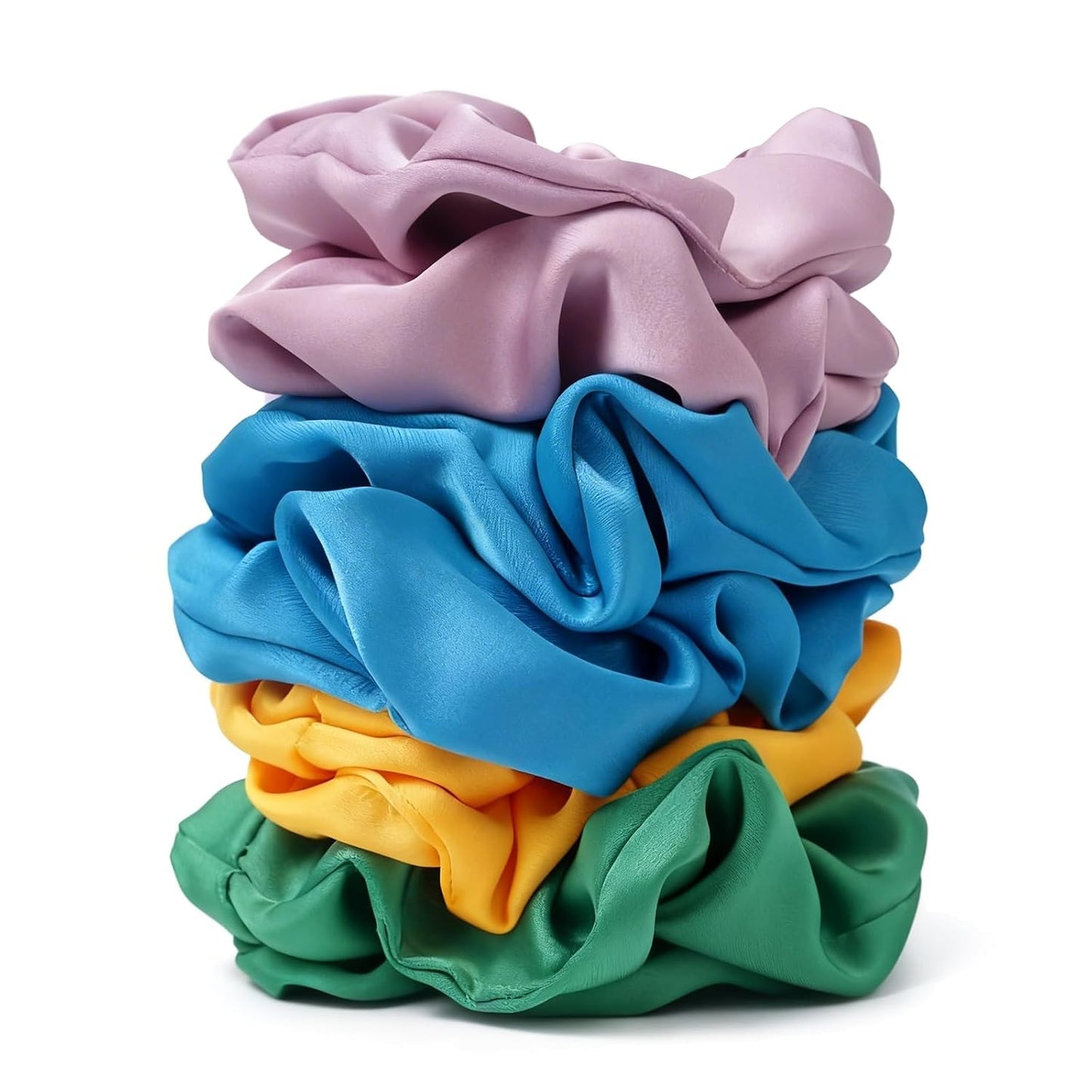 Satin Scrunchies for Women - 8PCS Black Silk Hair Ties | No-Crease, Frizz-Free Gentle Elastic Bands for All Hair Types