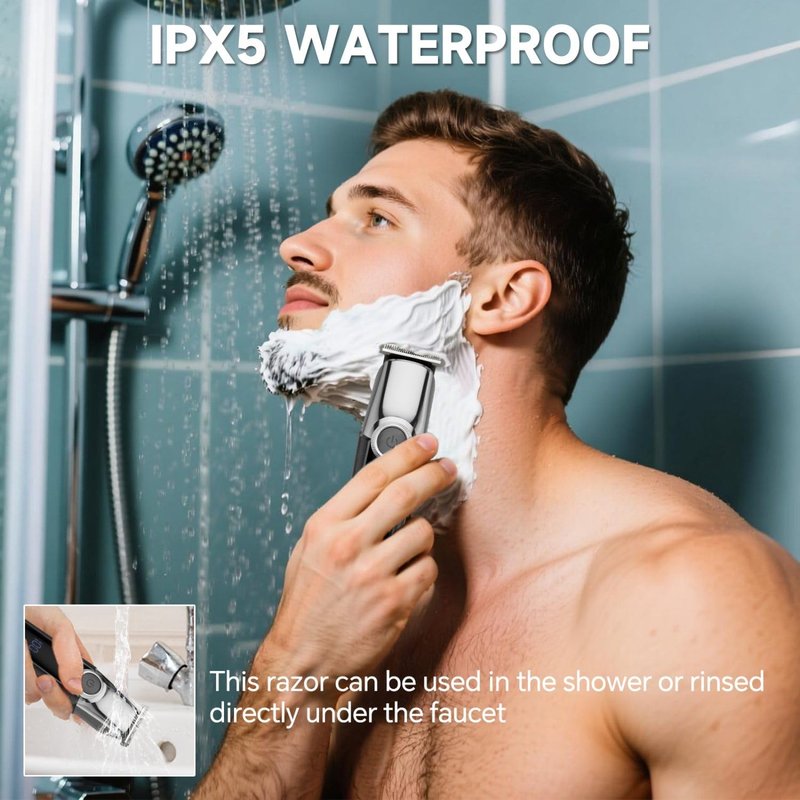 SilkGlow Beard Trimmer for Men, 5 in 1 Mens Electric Razor for Men, Cordless Hair Clippers, Waterproof Grooming Kit for Shaving Face, Mustache, Body, Ear, Nose Hair Trimmer, Gift for Men, Black