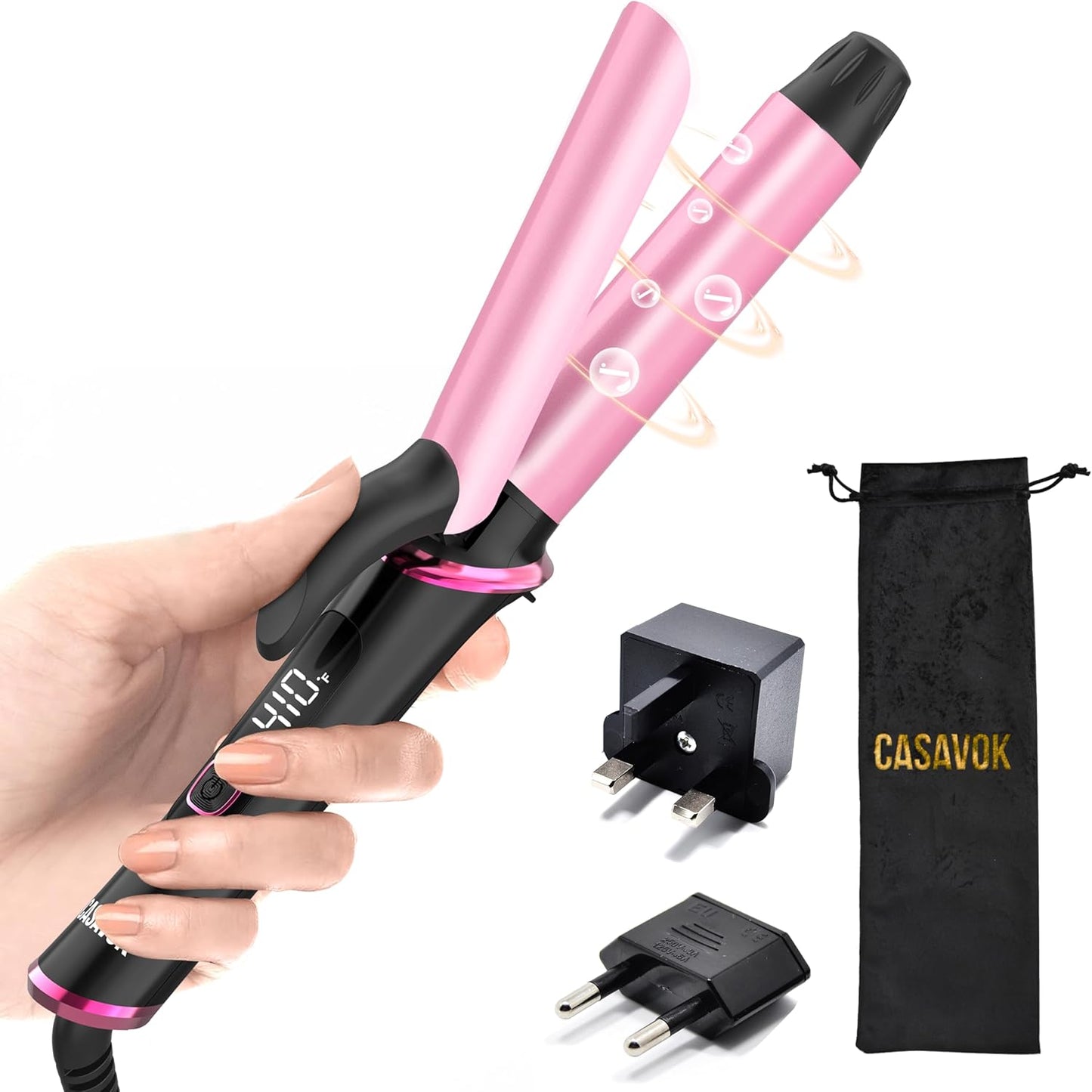 Mini Curling Iron - Travel-Friendly 1 Inch Dual Voltage with Auto-Off & Anti-Scald Cover | Perfect for Short Hair