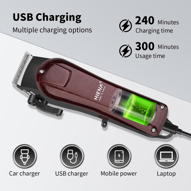 HIENA PRO Electric Hair Clipper & Trimmer for Men, Professional Cordless Barber Clipper with LED Display, Rechargeable Hair-Cutting Clippers, Perfect Gifts for Men(White) (Brown)