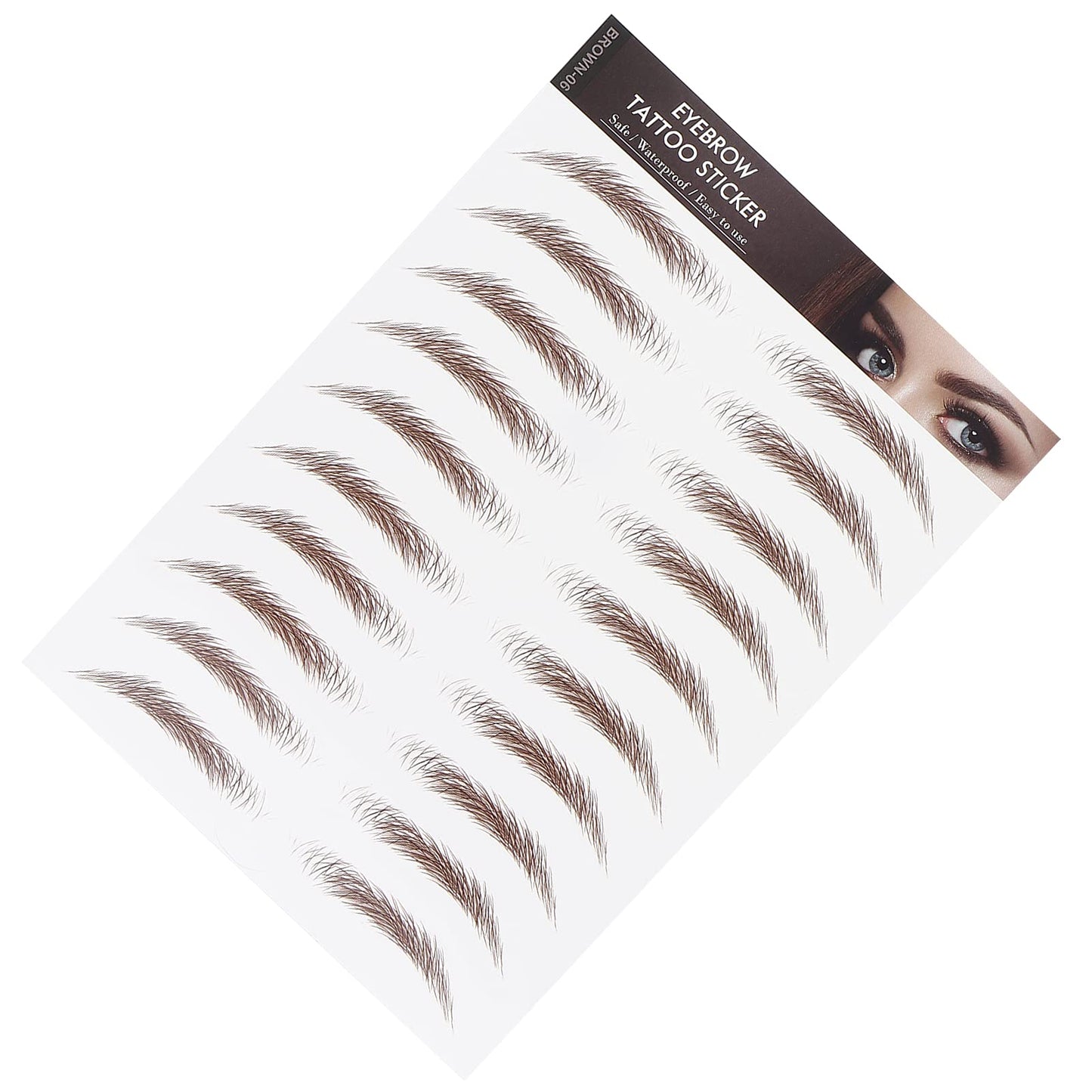 6D Eyebrow Sticker Professional Eyebrow Transfer Sticker Eyebrow Makeup Tool for Women and Girls (Brown)(BROWN-06)
