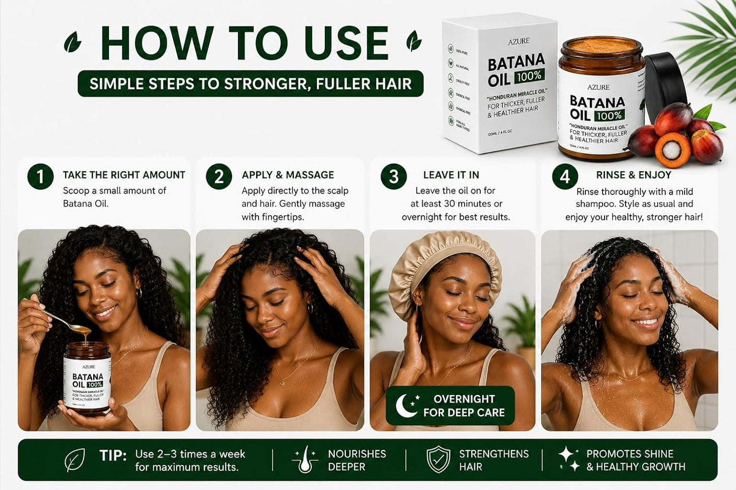 Batana Oil Paste for Hair Growth - 100% Pure Nourishing Scalp Treatment | 4 Fl Oz - For All Hair Types