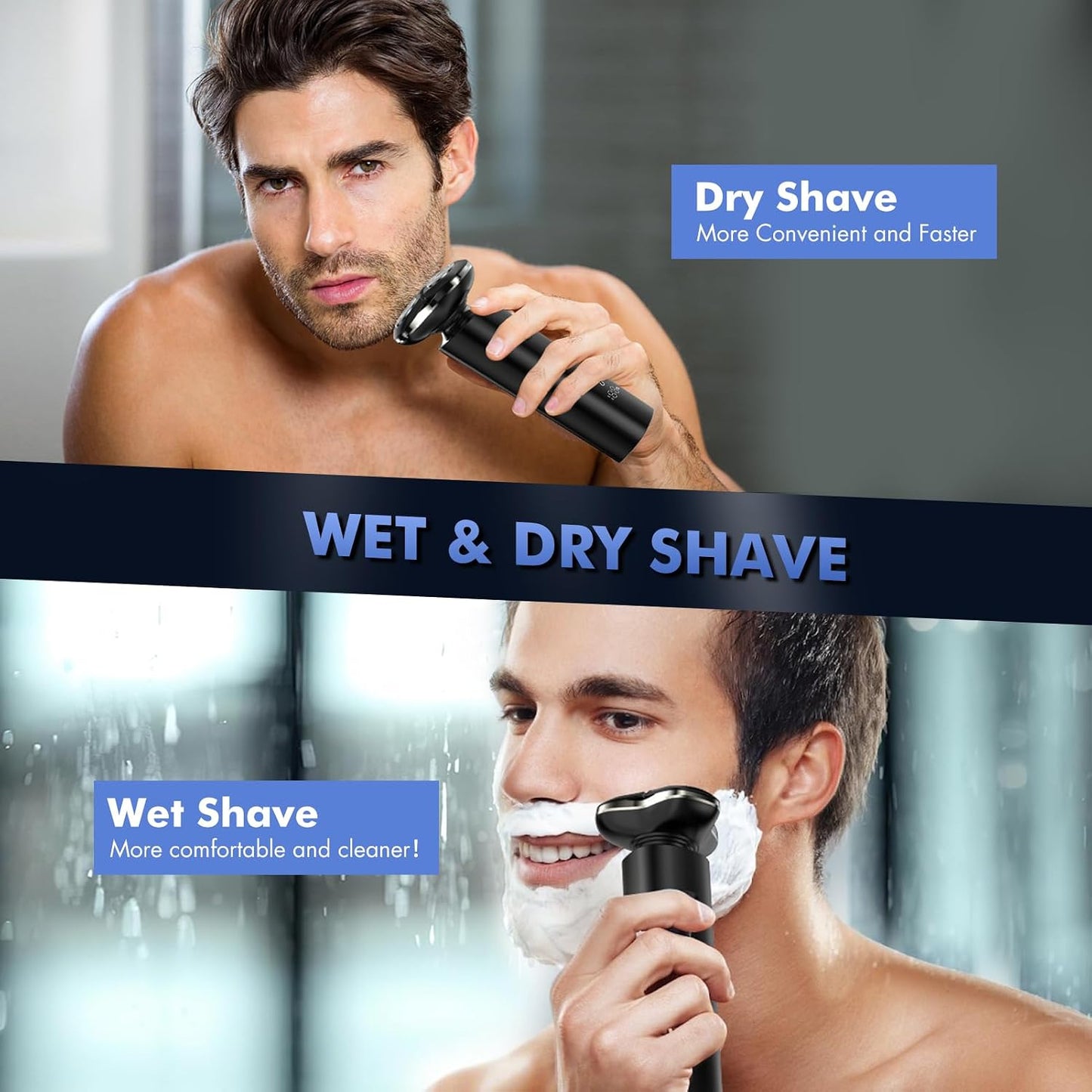 Electric Razor for Men - 2025 Magnetic Waterproof Shaver with Smart LED Display | Wet/Dry Use & All-in-One Charging Base