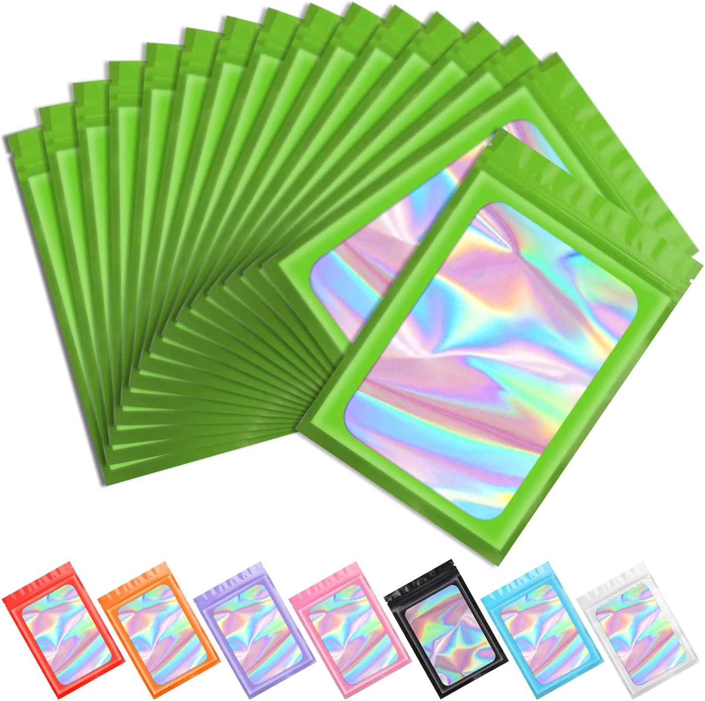 Purple Smell Proof Mylar Holographic Bags - 100 Pcs Resealable Odor Proof Foil Pouches for Food Storage | 2.4x3.9 In