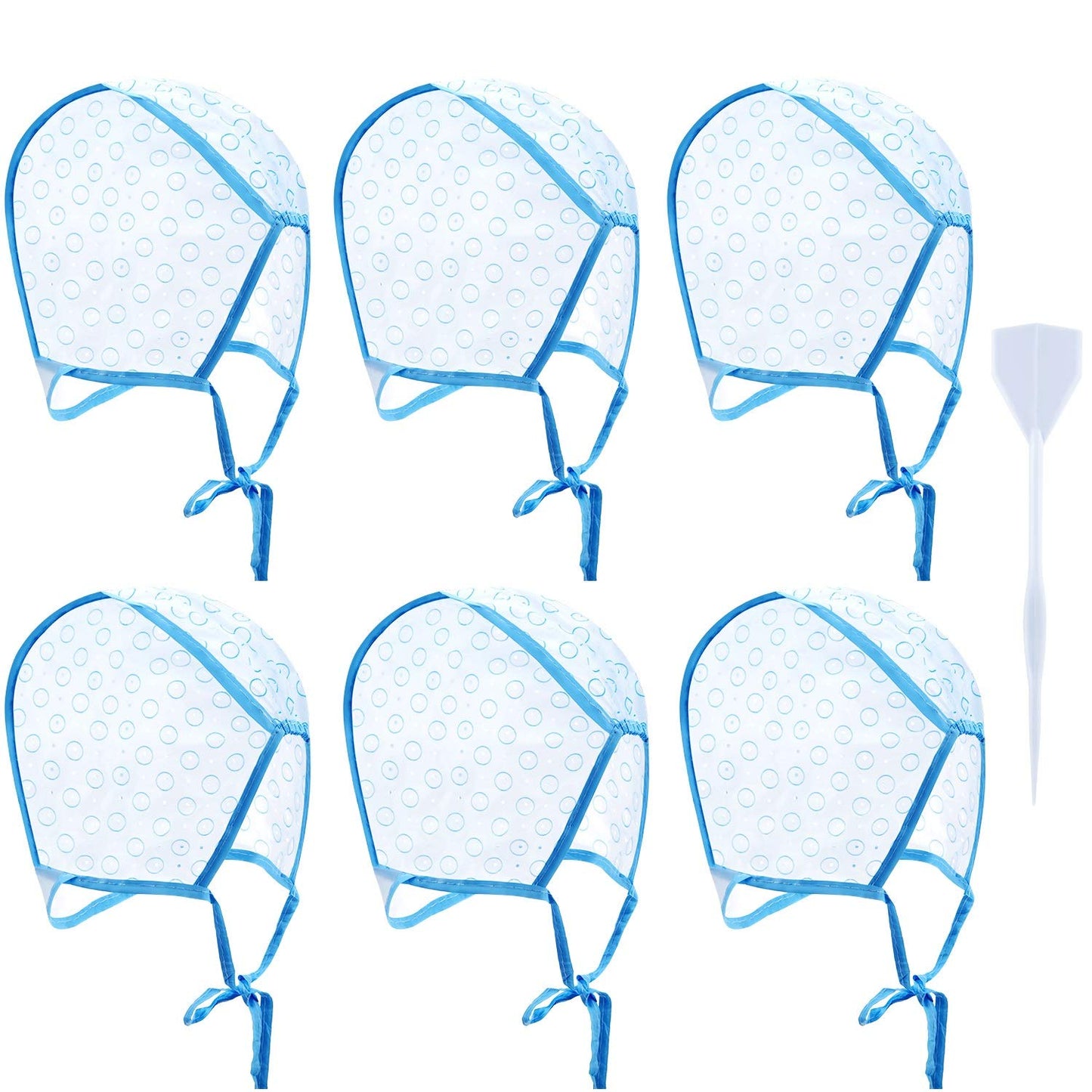 6 Pieces Highlighting Cap Hair Frosting Cap Highlight for Dye Color with Plastic Hooks Hair Coloring Salon Hairdressing Tool Kit Supplies(Blue)