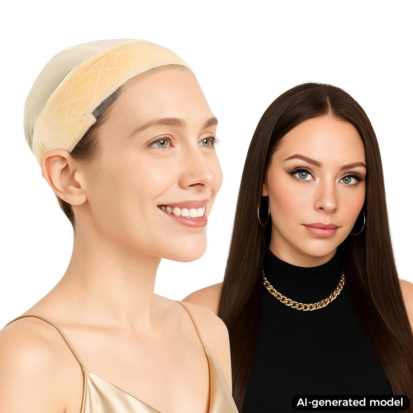 LABHAIR Wig Grip Cap with Lace Edge – Non Slip Adjustable Wig Cap with Grip Band for Women, Glueless Breathable Under Wig Cap for Natural Hairline, One Size Fits All, Nude
