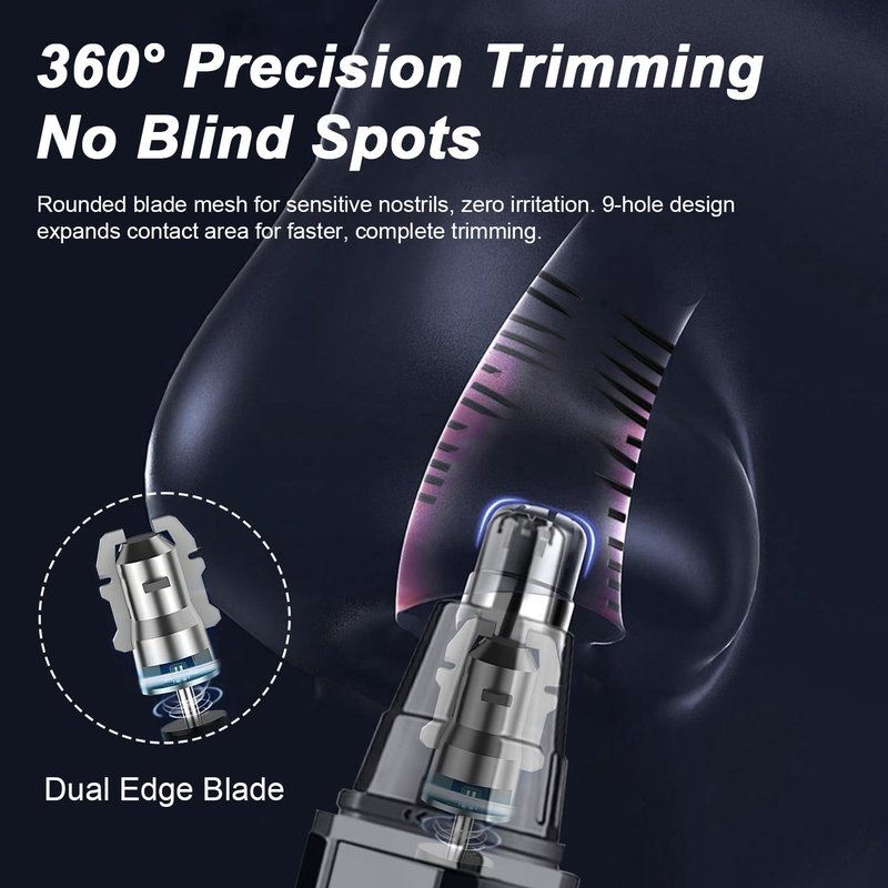 Joy RuDa Ear and Nose Hair Trimmer for Men: 2026 New Rechargeable 4-in-1 Ear, Nose, Eyebrow & Beard Trimmers 8500 RPM, LED Indicator & Waterproof Dual Edge Blades (Black)
