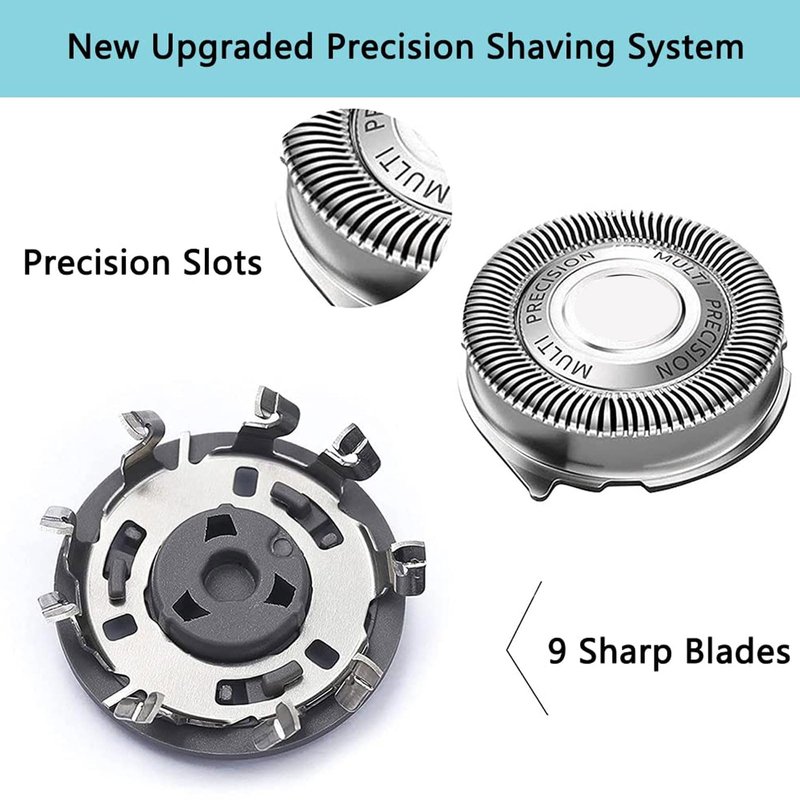 Gleway SH50/52 Replacement Heads Compatible with Philips Series 5000 Electric Shavers, SH50 Blades Heads Compatible with Norelco Series 5000 Razors PT8xx, PT7xx, AT8xx, AT7xx, 6 Pack with Brush