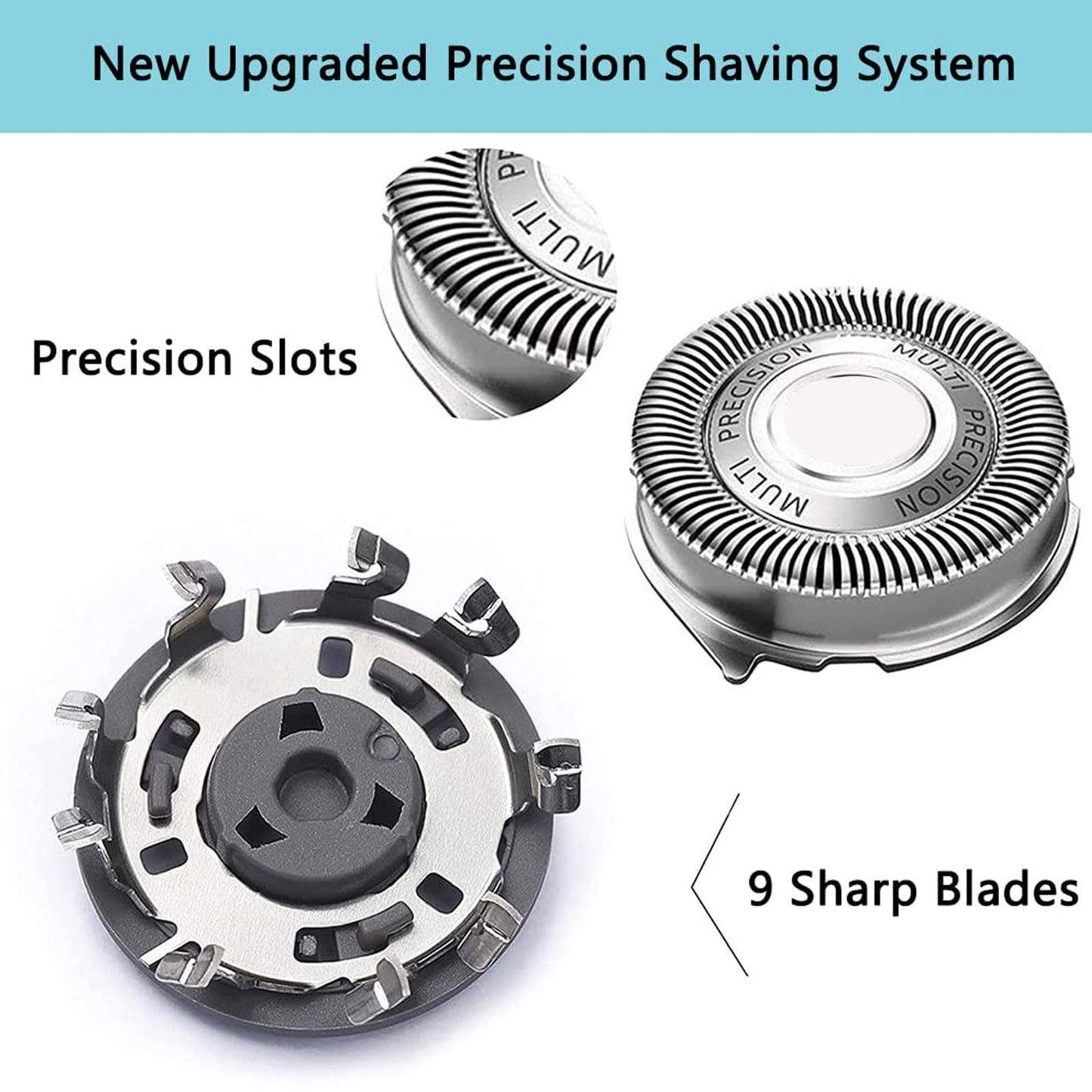 Gleway SH50/52 Replacement Heads Compatible with Philips Series 5000 Shaver, Upgraded SH50 Razor Replacement Heads Compatible with Norelco PT8xx, PT7xx, AT8xx, AT7xx, 3Pcs with Cleaning Brush