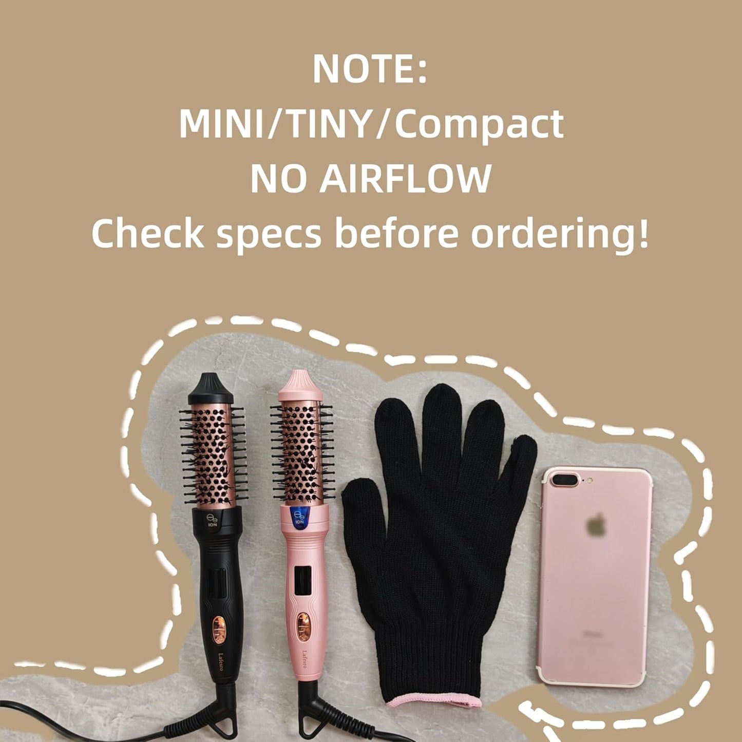Mini Thermal Brush - 1-Inch Heated Round Brush for Short Hair | Ionic Tourmaline Ceramic, Anti-Frizz, Volumizing, Adjustable Temperature